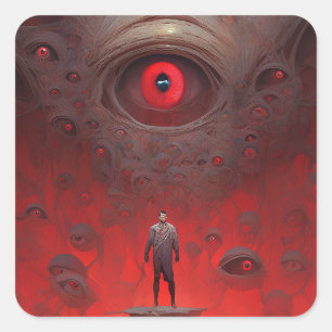 Eye Creatures Surreal Horror Art Square Sticker