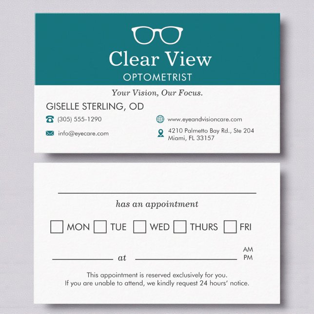 Eye Doctor Appointment Reminder Optometrist Card (Creator Uploaded)