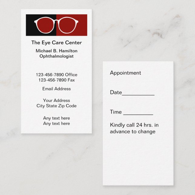 Eye Doctor Medical Appointment Budget Businesscard Business Card (Front/Back)