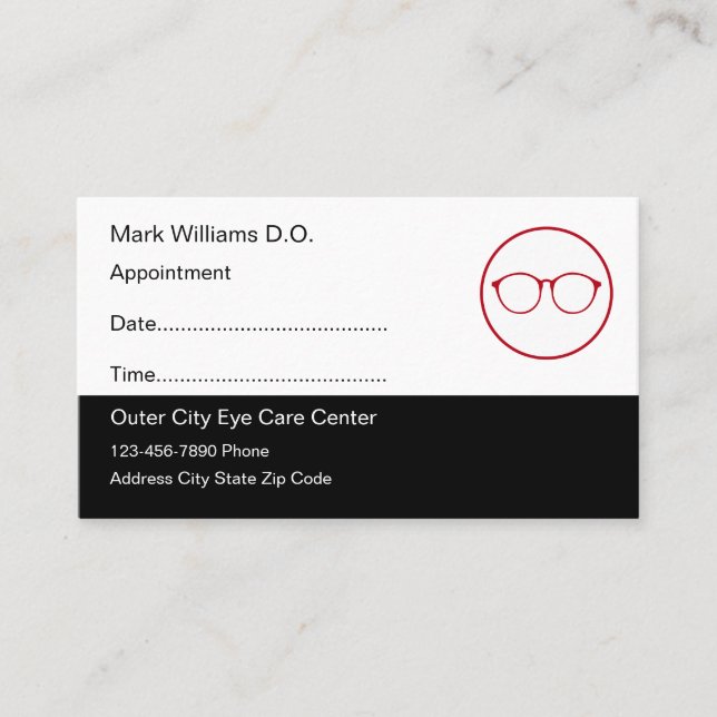 Eye Doctor Optometrist Appointment Business Cards (Front)
