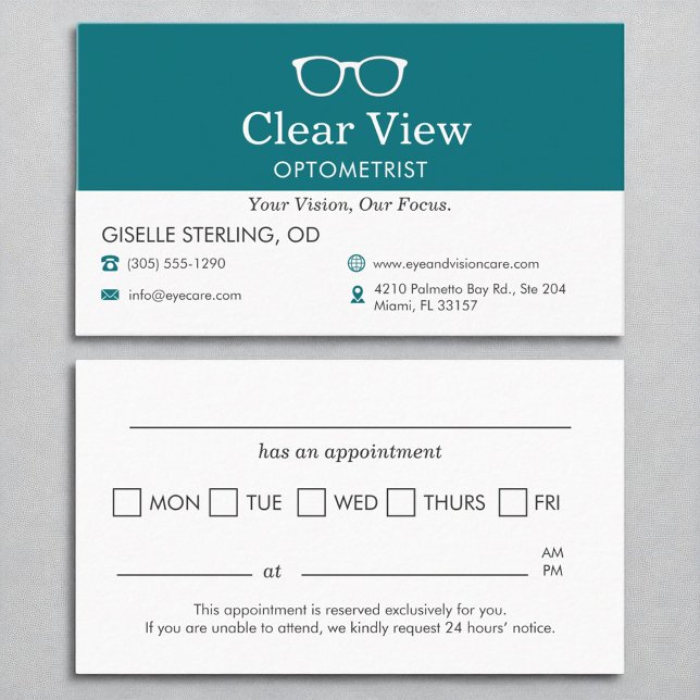 Eye Doctor Optometrist Office Appointment Business Card (Creator Uploaded)