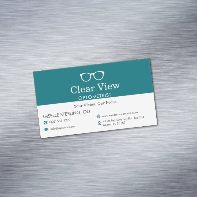 Eye Doctor Optometrist Office Glasses Icon Magnetic Business Card (In Situ)