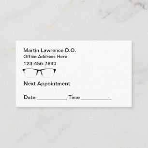 Eye Doctor Patient Appointment Reminder Business Card
