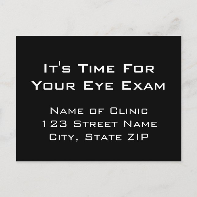 Eye Exam Appointment Reminder From Clinic Postcard (Front)