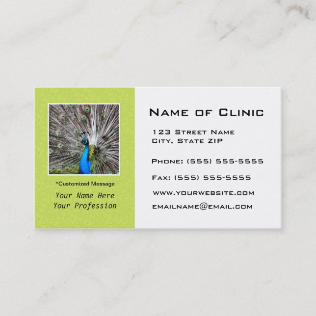 Eye Exam Appointment Reminder - Peacock Eyes Card (Front)
