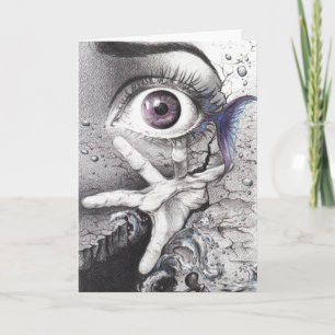 Eye fish and hand Dream Surreal drawing art Card