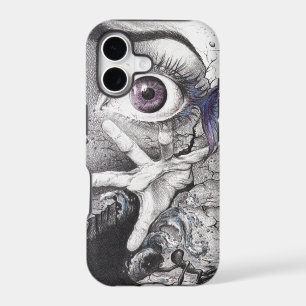 Eye fish and hand Surreal pencil drawing art
