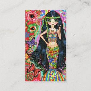 Eye Flower Peace Sign Cute Hippie Girl Business Card