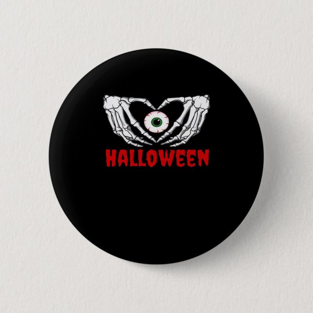Eye Halloween - Skeleton Hands Heart 6 Cm Round Badge (Front)