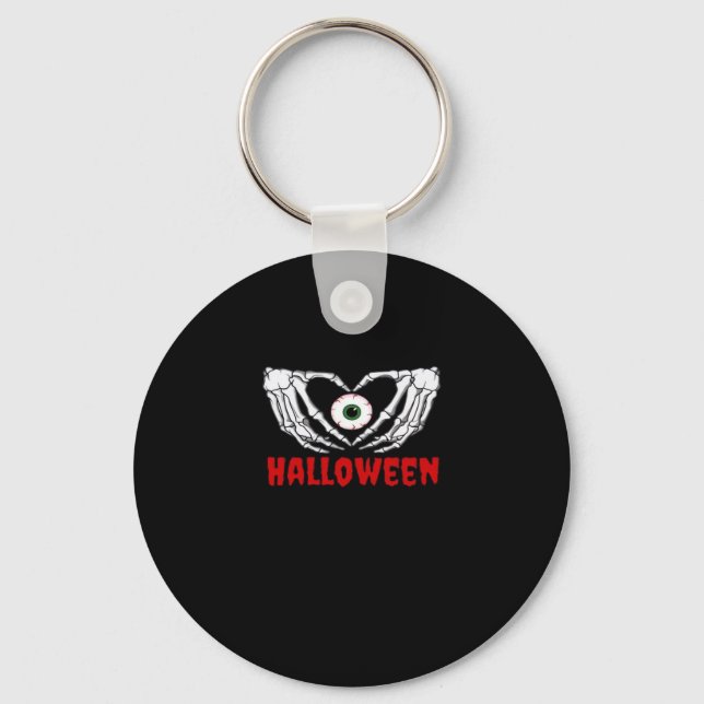 Eye Halloween - Skeleton Hands Heart Key Ring (Front)