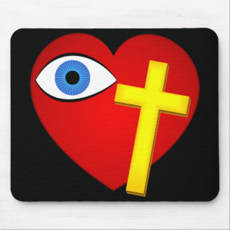 Eye Heart Cross Mouse Pad