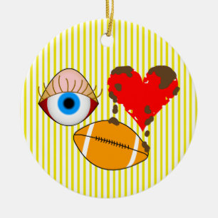 Eye Heart Football Ceramic Tree Decoration