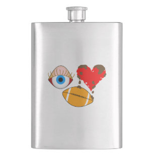 Eye Heart Football Hip Flask
