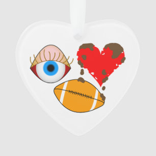 Eye Heart Football Ornament