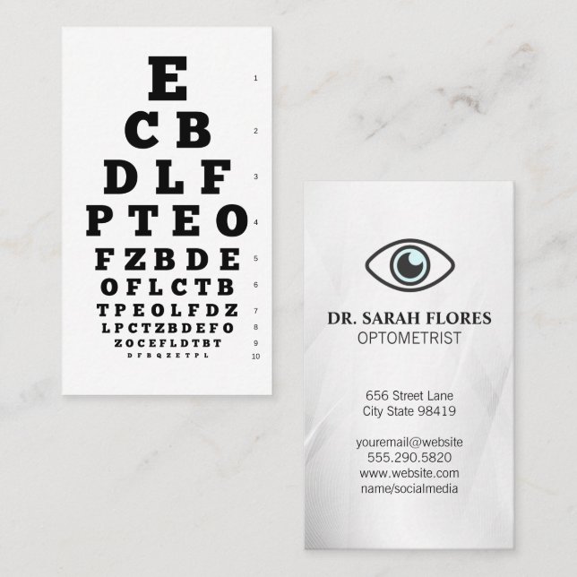 Eye Icon | Vision Chart Background Business Card (Front/Back)