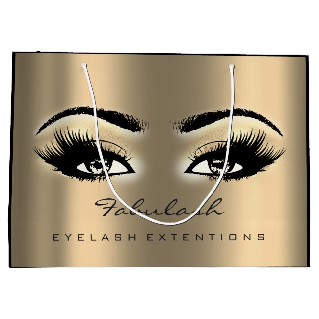 Eye Lash Sepia Gold Makeup Glitter Beauty Cosmetic Large Gift Bag (Back)