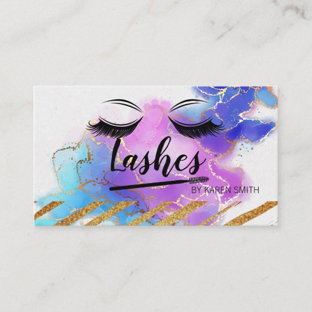 Eye Lashes | Artistic Gold Foil Background Appointment Card (Front)