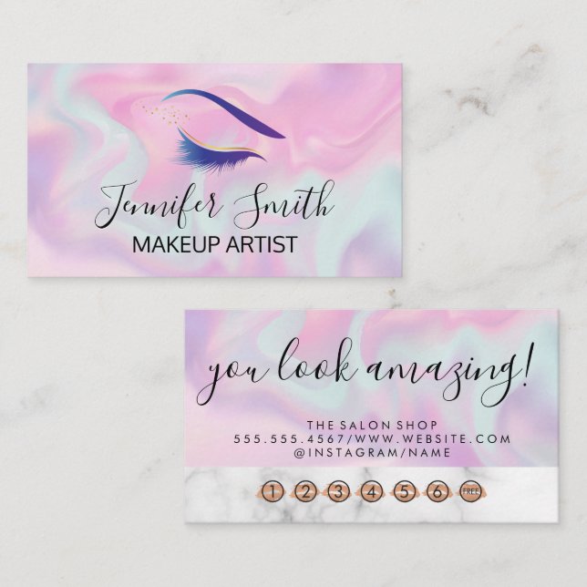 Eye Lashes | Beauty | Colourful Liquid Background Loyalty Card (Front/Back)