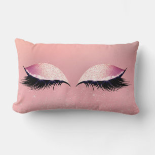 Eye Lashes Glitter Glam MakeUp Blush Glitter Dream Lumbar Cushion