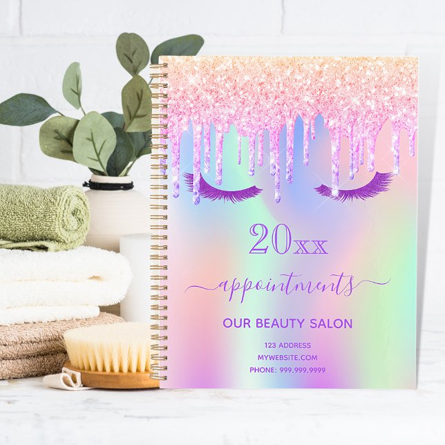 Eye lashes pink drips iridescent salon 2026 planner (Creator Uploaded)