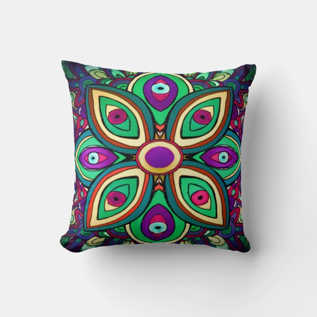 Eye Lotus Throw Pillow (Front)