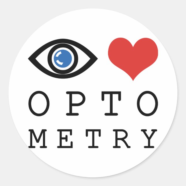 Eye Love Heart Optometry - Optometrist Eye Chart Classic Round Sticker (Front)