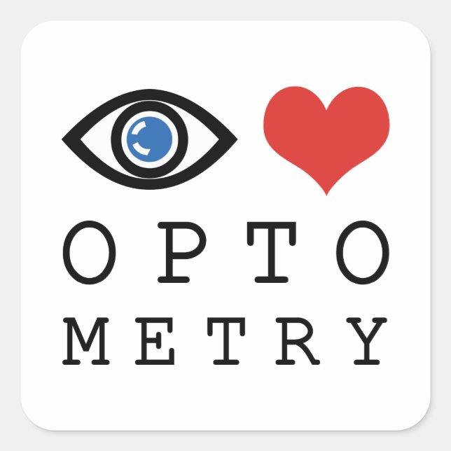 Eye Love Heart Optometry - Optometrist Eye Chart Square Sticker (Front)