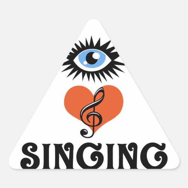 Eye Love Singing gifts Triangle Sticker (Front)