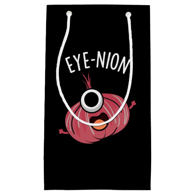 Eye-nion Funny Onion Pun Dark BG Small Gift Bag (Front)