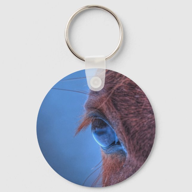 Eye of Chestnut Horse Equine Photo Key Ring (Front)