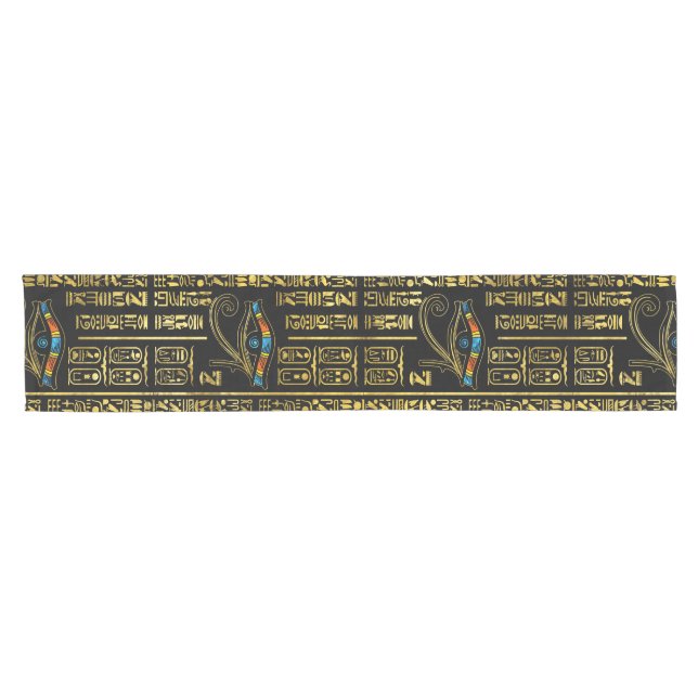 Eye of Horus and Egyptian hieroglyphs pattern Short Table Runner (Horizontal)