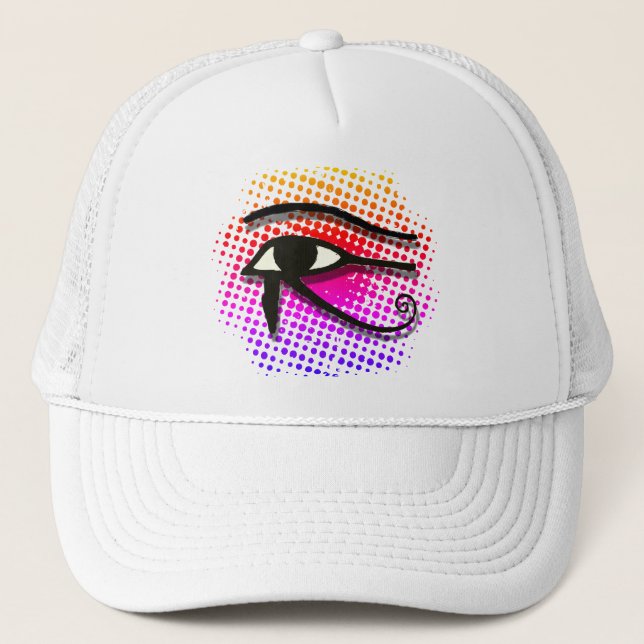 Eye Of Horus Egyptian Symbol Colourful Vortex Trucker Hat (Front)