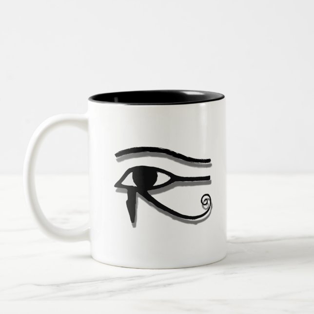 Eye Of Horus Egyptian Symbol Ink Drawing Two-Tone Coffee Mug (Left)
