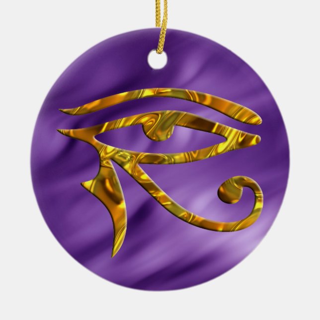 Eye Of Horus - GOLD | lila waves Ceramic Tree Decoration (Front)
