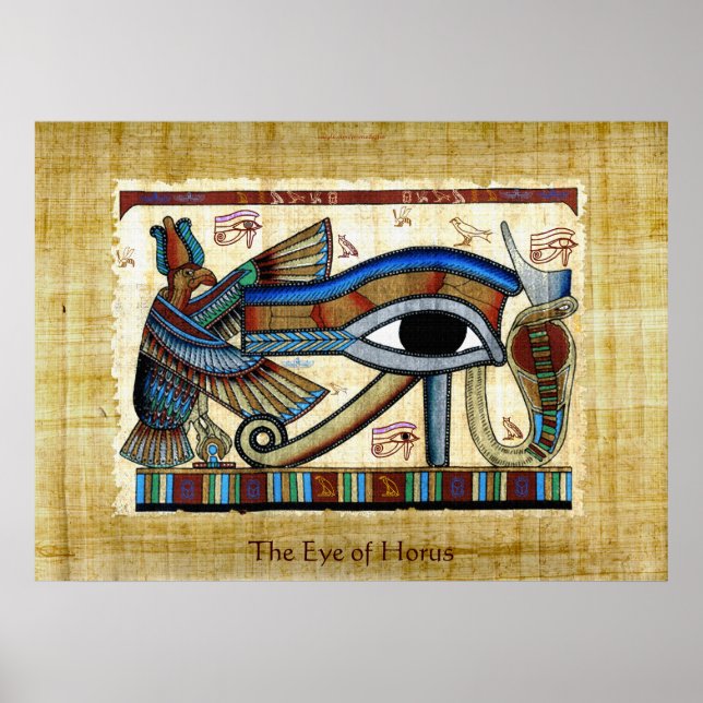 Eye of Horus on Papyrus-effect Egyptian Art Poster (Front)