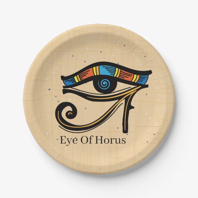 Eye Of Horus on papyrus, Egyptian hieroglyphs  Paper Plate (Front)