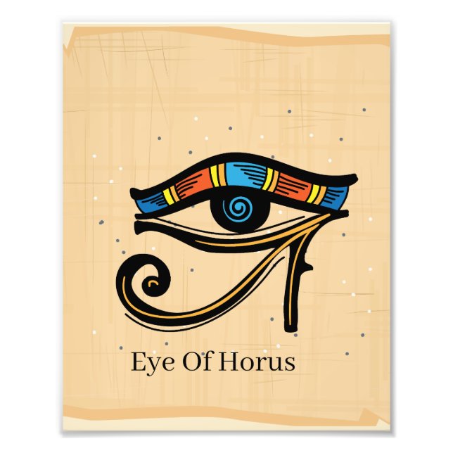 Eye Of Horus on papyrus, Egyptian hieroglyphs  Photo Print (Front)
