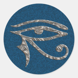 Eye Of Horus - SILVER   blue splatter Classic Round Sticker