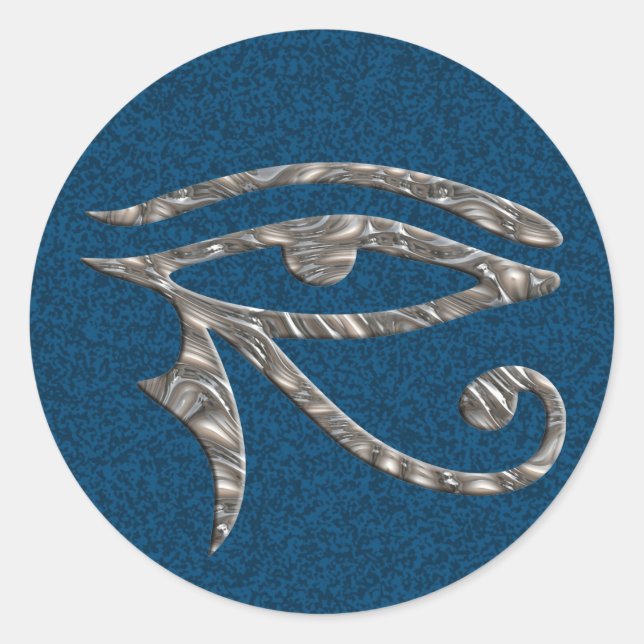 Eye Of Horus - SILVER | blue splatter Classic Round Sticker (Front)