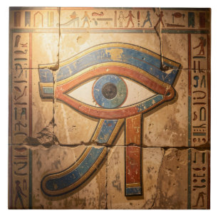 Eye of Horus with Hieroglyphs Egyptian Spiritual Tile