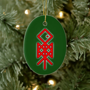 Eye of Odin Viking Bindrune Yule Ceramic Ornament