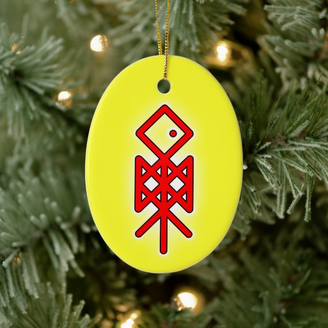 Eye of Odin Viking Bindrune Yule Ceramic Ornament (Tree)