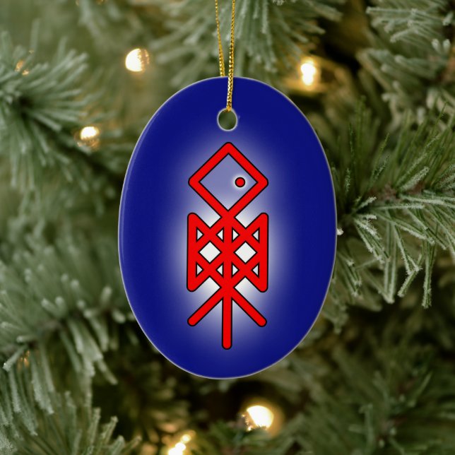Eye of Odin Viking Bindrune Yule Ceramic Tree Decoration (Tree)
