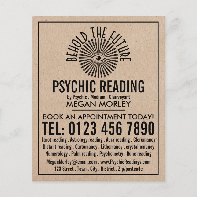 Eye of Providence, Psychic Reading Advertising Flyer (Front)