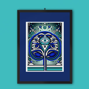 Eye of the Ethereal Tree: Mystical Blue Poster