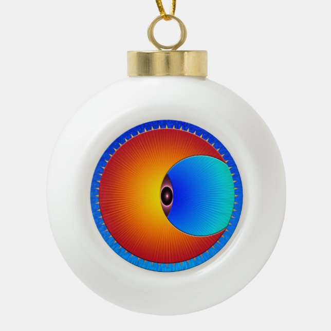 Eye Of The Sun Ceramic Ball Ornament (Front)