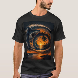 Eye of the Wave – Surreal Shark Ocean Sunset Optic T-Shirt