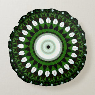 Eye of the White Magnolia Round Cushion