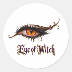 Eye of Witch Orange Glam Gothic Halloween Eyeball Classic Round Sticker
