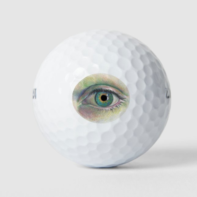 "Eye on the Ball" Realistic Human Eye Painting on Golf Balls (Front)